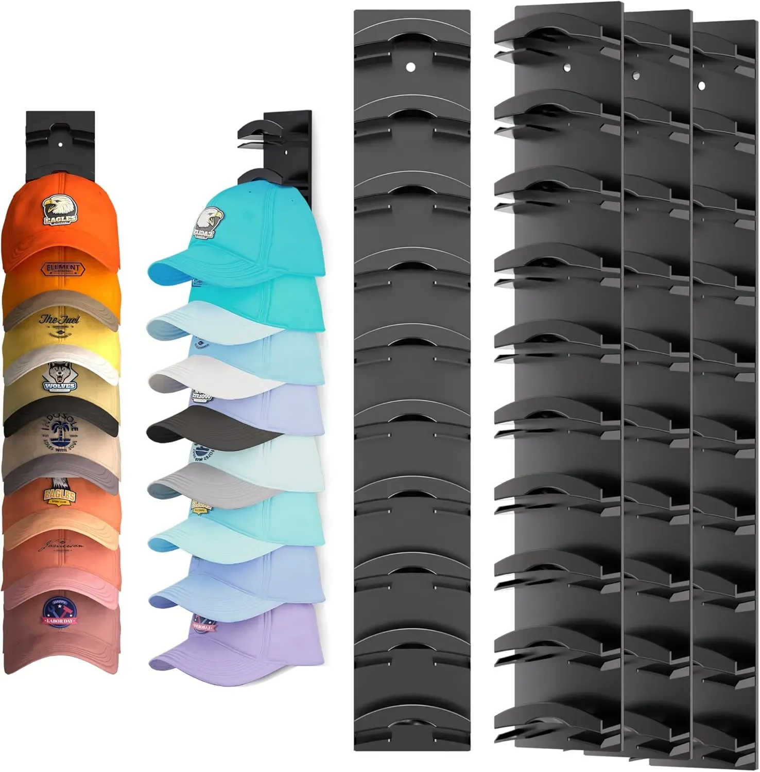 4-Pack Wall Hat Organizer, Holds 40 Caps, Adhesive or Screw Mount (2-Pack)